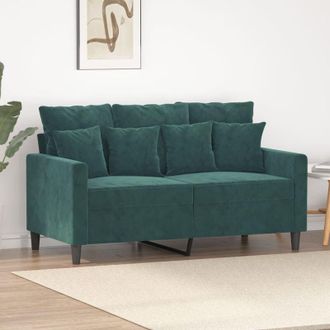 vidaXL Sof&aacute; De 2 Plazas De Terciopelo Verde Oscuro 120 Cm Vidaxl