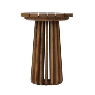 Jaipur Furniture Slatted Round Side Table - Mango Wood - L37 x W37 x H51 cm - Mango Light Finish in Brown