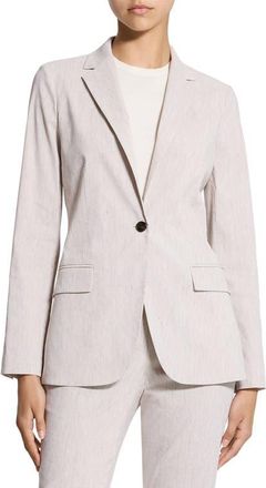 Theory Staple Linen Blend Blazer in Cognac Multi at Nordstrom, Size 10