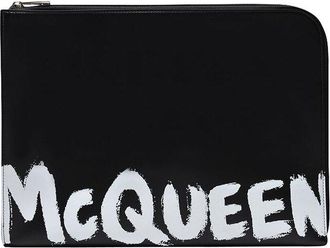 Alexander McQueen Alexander Mcqueen Black Leather A4 Zip Pouch, Never Carried (Authentic Pre- Loved)