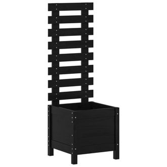 vidaXL Vidaxl - Jardinera Con Estanter&iacute;a Madera Maciza Pino Negro 39x39,5x114cm