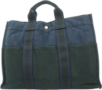 Herm&egrave;s Black Canvas Tote Bag (Pre-Owned)