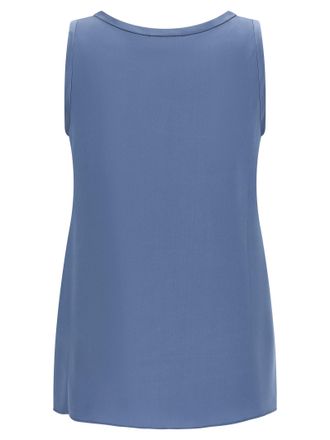 Brunello Cucinelli Womens Blue Silk Sleeveles T-Shirt