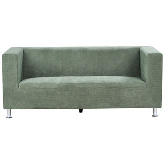 Beliani Beliani - Sof&aacute; Moderno De Tela De 3 Plazas Patas De Metal Plateado Reposabrazos De Riel Chenilla Verde Floro