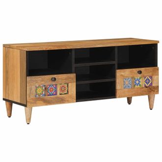 vidaXL Mueble De Tv Natural 100 X 33 X 46 Cm Madera De Mango Maciza Vidaxl