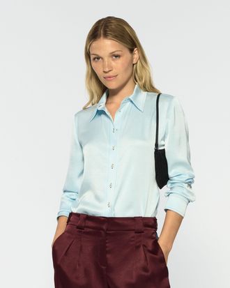 Serena Bute Satin Serena Shirt - Pale Blue