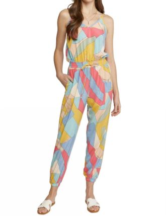 Entro Geometric Print Tank Jogger Jumpsuit In Multi Color