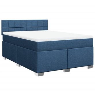 vidaXL Cama Box Spring Con Colch&oacute;n Tela Azul 140x200 Cm Vidaxl