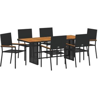 vidaXL Conjunto De Comedor De Jard&iacute;n 7 Pcs Negro, Marr&oacute;n Vidaxl