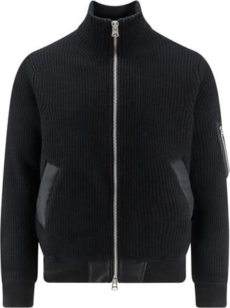 sacai Wool Knit Blouson - Heren - Vesten met rits - Zwart - L - Wol - Hoodies & sweatvesten