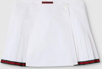 Gucci Heavy Cotton Poplin Pleated Skirt, White, Ready-to-wear