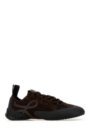 Loewe Womens Brown Suede Grip Sneakers Dark Brown-Dark Brown/dark