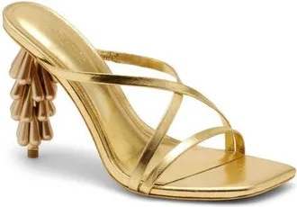 Cult Gaia Sage Leather Sandal in Brass at Nordstrom, Size 38.5