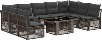 vidaXL Conjunto De Sof&aacute;s De Jard&iacute;n 10 Uds. Gris Rat&aacute;n Sint&eacute;tico Vidaxl