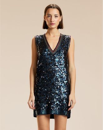 Cynthia Rowley Sequin V-neck Mini Knit Dress