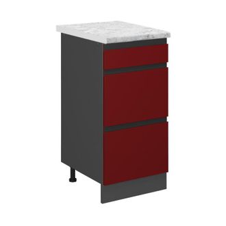 Vicco Mueble Bajo De Cocina R-line, Rojo, 40 Cm Et M&aacute;rmol