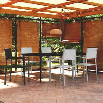 vidaXL Juego De Comedor Para Jard&iacute;n 7 Piezas Blanco Y Negro Vidaxl