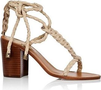 Zimmermann Woven Leather Beige Tie Heel Link Sandals Size 39