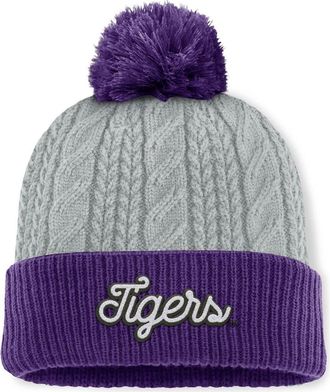 Top of the World Womens Top of the World Gray/Purple LSU Tigers Becca Cuffed Knit Hat with Pom at Nordstrom