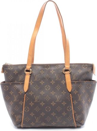 Louis Vuitton Brown Coated Canvas Leather Handbag Tote Bag (Pre-Owned)