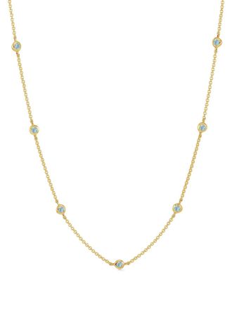 Dower & Hall 18kt geelgouden vermeil aquamarijn halsketting met hanger