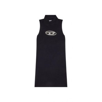 Diesel Kleedjes, Dames, Zwart, 2Xs, Rayon, High Neck Bodycon Mini Jurk