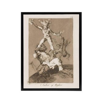 Artery8 Up & Down Los Caprichos Francisco Goya Framed Canvas Wall Art Print in Grey | Size: W24 x H32