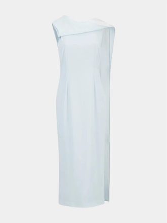 Roland Mouret Satijn Crepe Sjerp Midi Jurk - Dames - Casual kleedjes - Blauw - S - Satijn - Kleedjes
