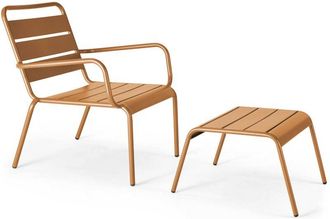 Oviala Poltrona relax e poggiapiedi in metallo caramello - Palavas