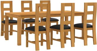 vidaXL Conjunto De Comedor 7 Uds. Negro Madera De Roble S&oacute;lido Vidaxl