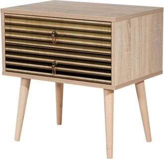 Dmora Dmora - Mesa De Noche Dfiorill, C&oacute;moda Baja, Mesilla De Noche, Estante De La Cama, 60x40h61 Cm, Roble