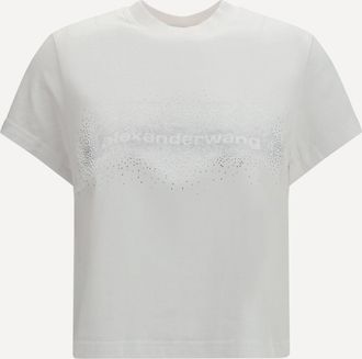 Alexander Wang Crystal Hotfix Logo Cotton T-shirt Female XS