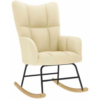 vidaXL Silla Mecedora De Tela Color Crema Vidaxl