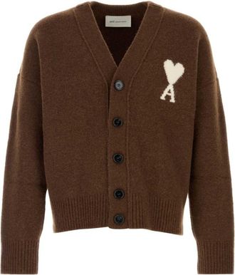 Ami Brown V Neck Cardigan