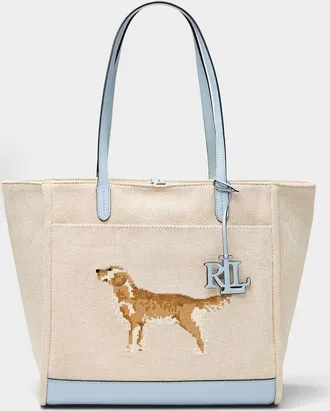 Lauren Ralph Lauren Womens Cameryn embroidered dog tote bag