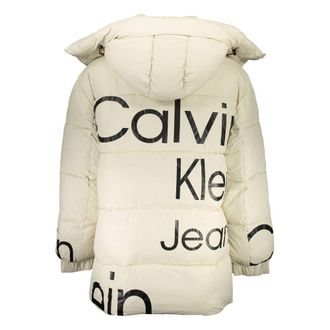 Calvin Klein Logo-Print Recycled Polyester Down Jacket - Beige