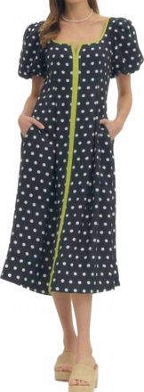 Entro Short Sleeve Polka Dot Midi Dress In Navy