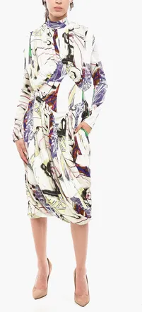 Stella McCartney Patterned Flared Dress with Pleats Stella McCartney