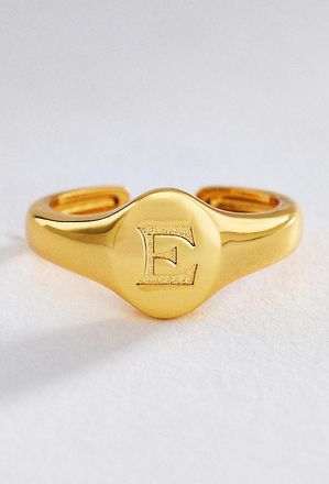 Luv AJ Initial Oval Signet Ring