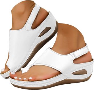 Generic Orthopedic Wedge Platform Sandals for Women 2026 Summer Dressy Wedge Heels Open Toe Ankle Strap Walking Sandals Women Non-Slip Comfortable Casual Slip