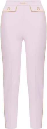 Elisabetta Franchi Broek van cr&ecirc;pe met biezen en een juwelen bit - Dames - Slim Fit Broeken - Roze - L - Polyester - Broeken
