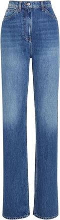 MVP Wardrobe Blauwe Distressed High-Waisted Jeans - Dames - Regular Fit Jeans - Blauw - M - Katoen - Jeans