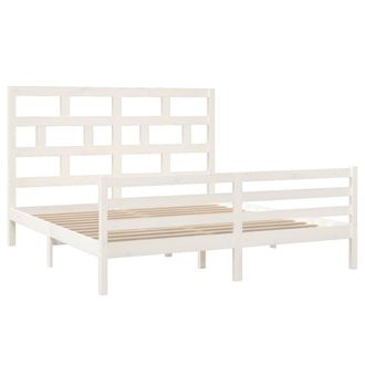 Berkfield Home Beautiful Bed Frame White Solid Wood 180x200 cm Super King Size