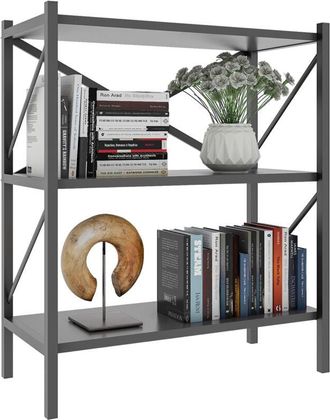 ebuy24 Ebuy24 - vcm Wood Metal Storage Stand Mensola Libreria Decorazione Libri Stand Scaffale Insasi 2 (Antracite)