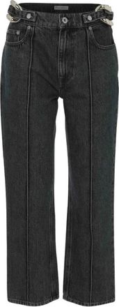 J.W.Anderson Zwarte Cropped Jeans met Kettingdetail - Dames - Cropped Jeans - Zwart - M - Katoen - Jeans