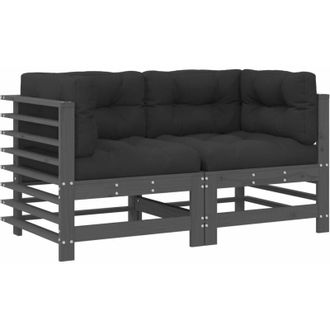 vidaXL Vidaxl - Sof&aacute;s Esquineros Con Cojines 2 Uds Madera Maciza De Pino Gris