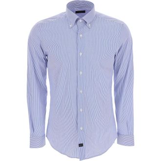 Fay Formal Shirt - Heren - Zakelijke Overhemden - Blauw - XL - Katoen - Overhemden