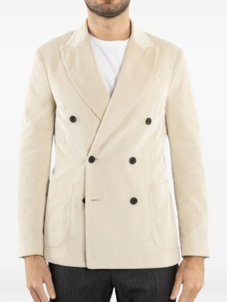 Drumohr double-breasted corduroy jacket - men - Cotton - 48 - Neutrals