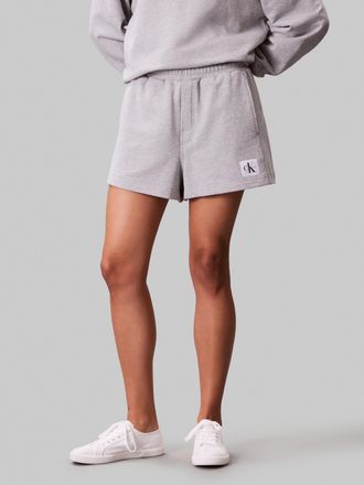 Calvin Klein Jeans Sweatshorts CALVIN KLEIN JEANS A - FRNCH TRRY BDG L, Damen, Gr. XXL (46), N-Gr, grau (bc06 grau heather), Sweatware, Obermaterial: 100% Baumwolle, mel