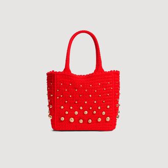 Sandro Studded crochet bag